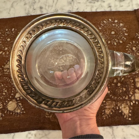 Sterling and etched glass pitcher. EUC vintage item! 7x5 - Picture 4 of 4